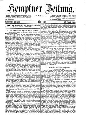 Kemptner Zeitung Sonntag 17. Juni 1866