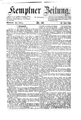 Kemptner Zeitung Mittwoch 27. Juni 1866