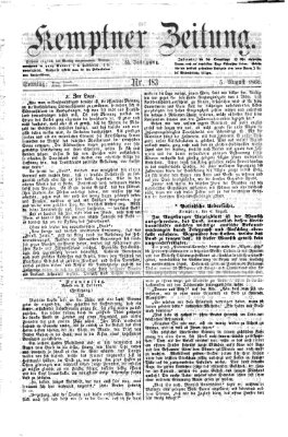 Kemptner Zeitung Sonntag 5. August 1866