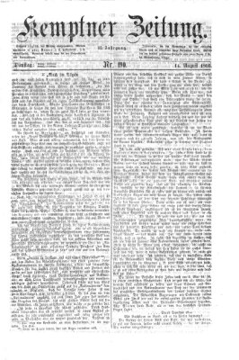 Kemptner Zeitung Dienstag 14. August 1866