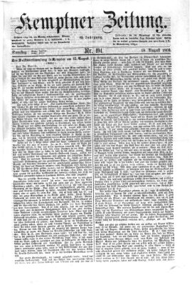 Kemptner Zeitung Samstag 18. August 1866