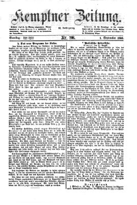 Kemptner Zeitung Samstag 1. September 1866