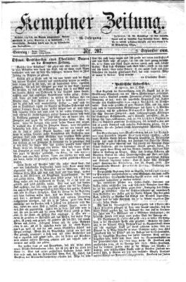 Kemptner Zeitung Sonntag 2. September 1866