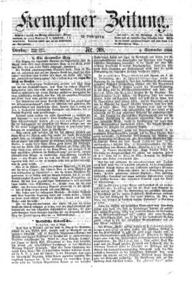 Kemptner Zeitung Dienstag 4. September 1866