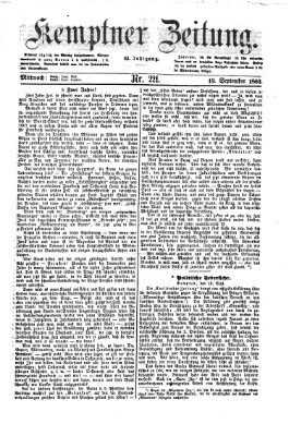 Kemptner Zeitung Mittwoch 19. September 1866