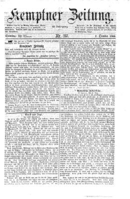 Kemptner Zeitung Sonntag 7. Oktober 1866