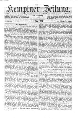 Kemptner Zeitung Donnerstag 22. November 1866