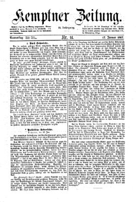 Kemptner Zeitung Donnerstag 17. Januar 1867