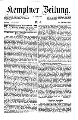 Kemptner Zeitung Freitag 22. Februar 1867