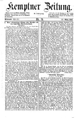 Kemptner Zeitung Mittwoch 27. März 1867