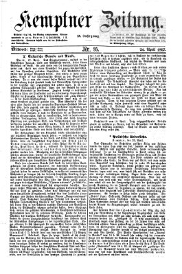 Kemptner Zeitung Mittwoch 24. April 1867