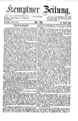 Kemptner Zeitung Dienstag 30. April 1867