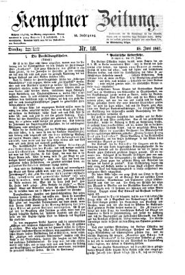 Kemptner Zeitung Dienstag 18. Juni 1867