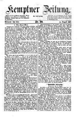 Kemptner Zeitung Mittwoch 14. August 1867