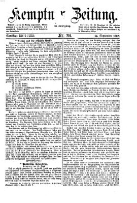 Kemptner Zeitung Samstag 14. September 1867