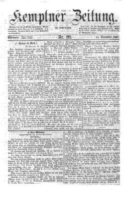 Kemptner Zeitung Mittwoch 11. Dezember 1867