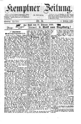 Kemptner Zeitung Sonntag 9. Februar 1868