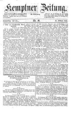 Kemptner Zeitung Donnerstag 27. Februar 1868