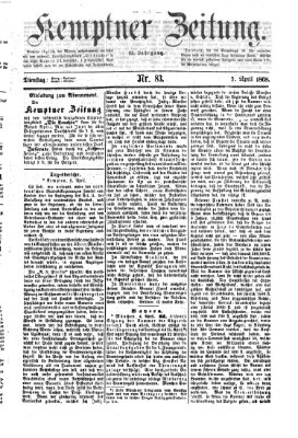 Kemptner Zeitung Dienstag 7. April 1868