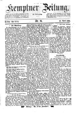 Kemptner Zeitung Freitag 10. April 1868