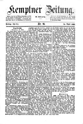 Kemptner Zeitung Freitag 24. April 1868