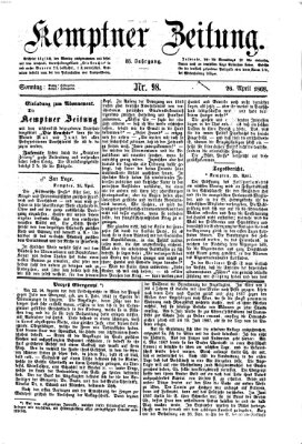 Kemptner Zeitung Sonntag 26. April 1868