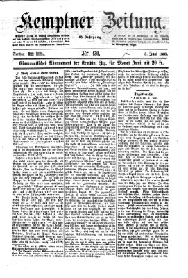 Kemptner Zeitung Freitag 5. Juni 1868