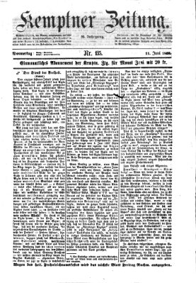 Kemptner Zeitung Donnerstag 11. Juni 1868