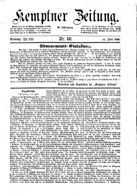 Kemptner Zeitung Sonntag 14. Juni 1868