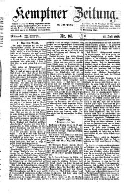 Kemptner Zeitung Mittwoch 15. Juli 1868