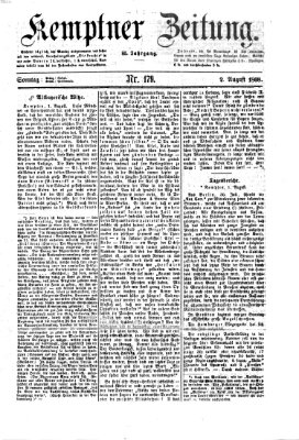 Kemptner Zeitung Sonntag 2. August 1868