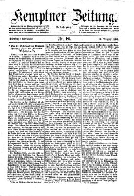 Kemptner Zeitung Dienstag 11. August 1868