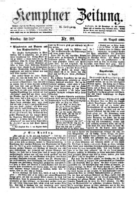 Kemptner Zeitung Dienstag 18. August 1868