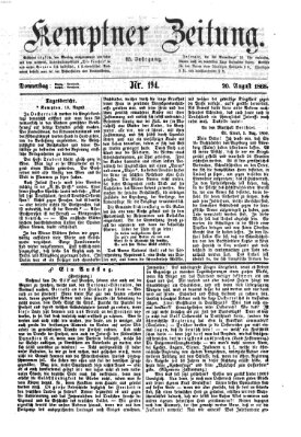 Kemptner Zeitung Donnerstag 20. August 1868