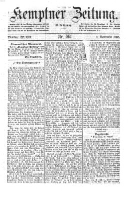 Kemptner Zeitung Dienstag 1. September 1868