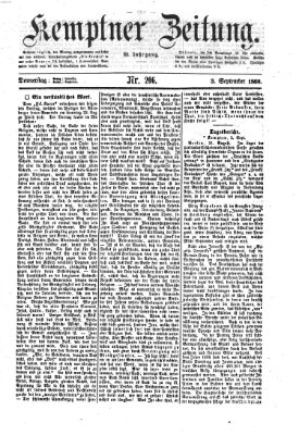 Kemptner Zeitung Donnerstag 3. September 1868