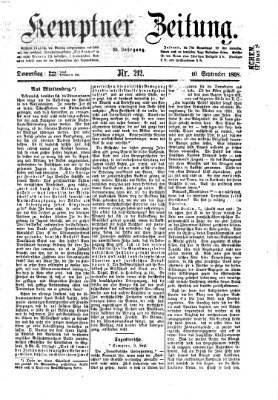 Kemptner Zeitung Donnerstag 10. September 1868