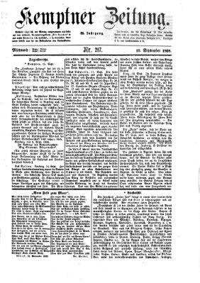 Kemptner Zeitung Mittwoch 16. September 1868