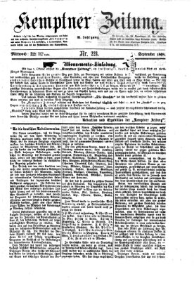 Kemptner Zeitung Mittwoch 23. September 1868