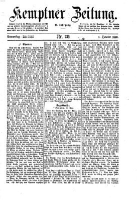 Kemptner Zeitung Donnerstag 1. Oktober 1868