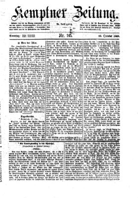 Kemptner Zeitung Sonntag 18. Oktober 1868