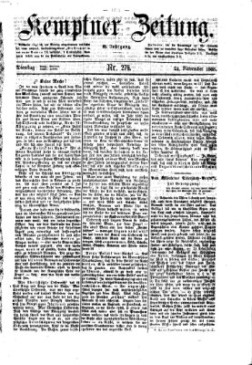 Kemptner Zeitung Dienstag 24. November 1868