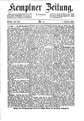 Kemptner Zeitung Freitag 1. Januar 1869