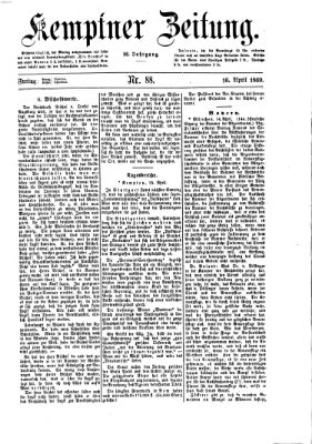 Kemptner Zeitung Freitag 16. April 1869