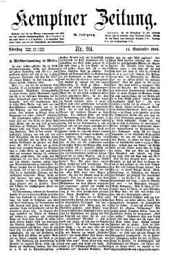 Kemptner Zeitung Dienstag 14. September 1869