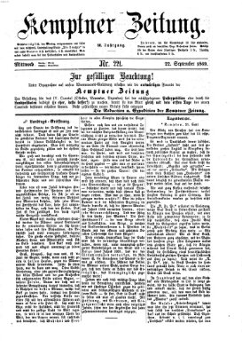 Kemptner Zeitung Mittwoch 22. September 1869