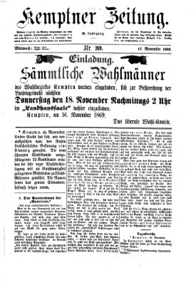 Kemptner Zeitung Mittwoch 17. November 1869