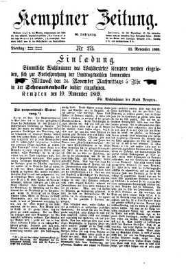 Kemptner Zeitung Dienstag 23. November 1869