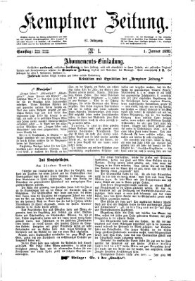 Kemptner Zeitung Samstag 1. Januar 1870