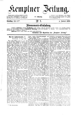 Kemptner Zeitung Dienstag 4. Januar 1870